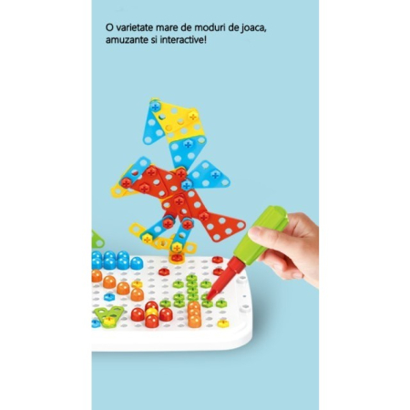 Jucarie educativa pentru copii, Flippy, Set 258 piese, 6 in 1, Valiza cu bormasina, Multicolor [3]