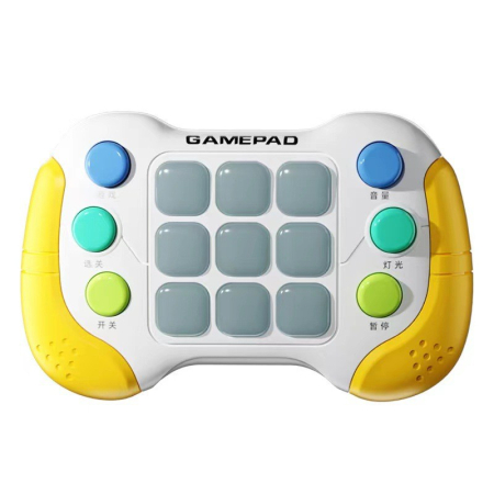 Jucarie Interactiva Flippy, Tip Consola Pop It, 6 butoane functionale, 5 Moduri de Joc, 600 Niveluri, + 3 ani, Galben/Gri [5]