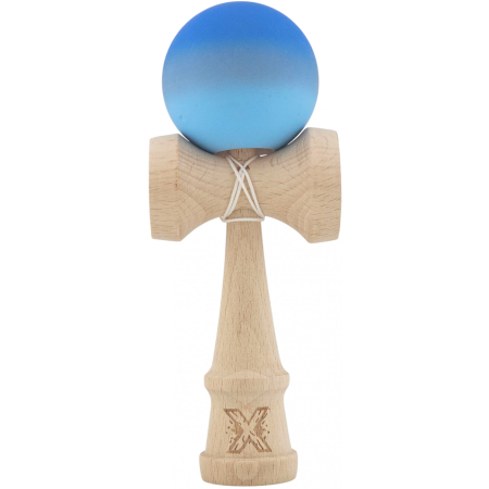 Articole Pentru Copii - Kendama X Originala, Profesionala, Flippy, din Lemn, Rubber Grip, 18 cm, Albastru/Alb