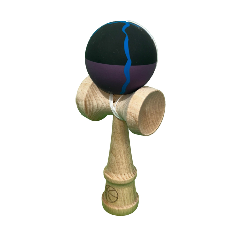 Jucarie Kendama X Originala, Profesionala, Flippy, din Lemn, Rubber Grip, 18 cm, Negru/Mov/Albastru [4]