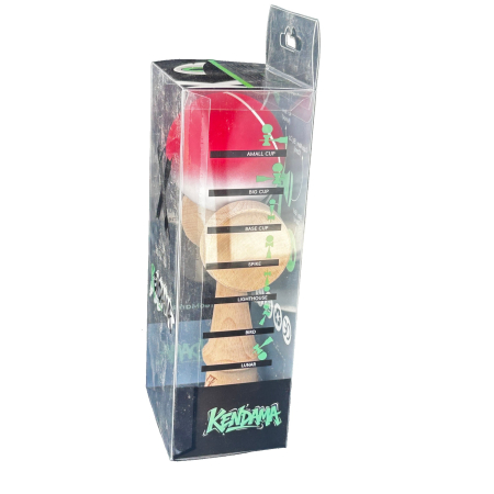 Jucărie Kendama X Originala, Profesionala, Flippy, din lemn, 18 cm, Joc de Indemanare pentru Copii si Adulti, Gradient Rosu/Alb [1]