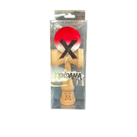 Jucărie Kendama X Originala, Profesionala, Flippy, din lemn, 18 cm, Joc de Indemanare pentru Copii si Adulti, Gradient Rosu/Alb [2]
