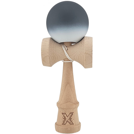 Kendama - Kendama X Originala, Profesionala, Flippy, din Lemn, Rubber Grip, 18 cm, Negru/Alb