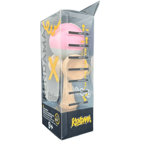 Jucarie Interactiva Kendama X Profesionala, Flippy, Lemn cu Bila cu Invelis din Cauciuc, 18 x 6 x 7 cm, pentru Copii si Adulti, Roz / Gri [2]