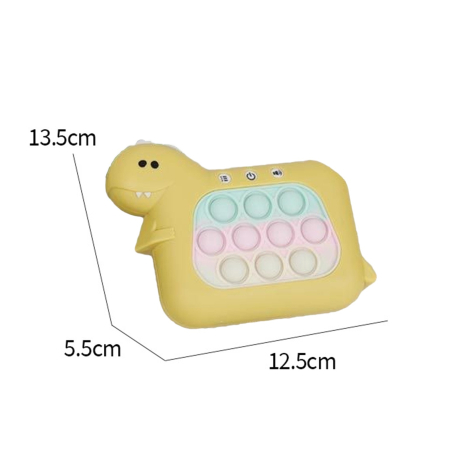 Jucarie Interactiva Pop It Whack A Mole, Flippy, Tip Consola, Anti-Stres, 4 Moduri de Joc, din ABS si Silicon, +3 Ani, Model Dinozaur, Galben [5]