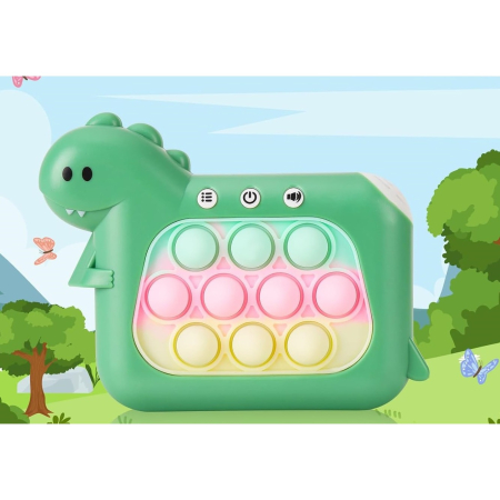 Jucarie Interactiva Pop It Whack A Mole, Flippy, Tip Consola, Anti-Stres, 4 Moduri de Joc, din ABS si Silicon, +3 Ani, Model Dinozaur, Verde [4]
