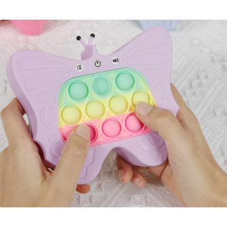 Jucarie Interactiva Tip Consola pentru Copii, Flippy, Diferite Moduri de Joc, 120 Nivele, Material ABS/silicon, Sunete si Lumini, 12 x 5.5 x 13.5 cm, Model Fluture, Mov [4]