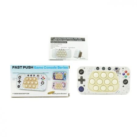 Jucarie interactiva tip consola pentru copii Flippy, speed push whack-a-mole, joc de viteza pop it, material ABS/silicon, cu nivele, sunete si lumini, 15.5 x 7.6 x 5.3 cm, model astronaut, alb [1]