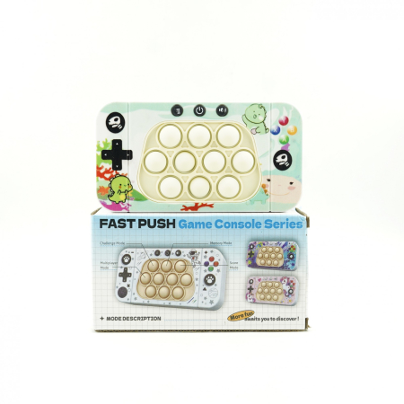 Jucarie interactiva tip consola pentru copii Flippy, speed push whack-a-mole, joc de viteza pop it, material ABS/silicon, cu nivele, sunete si lumini, 15.5 x 7.6 x 5.3 cm, model dinozaur, verde [2]