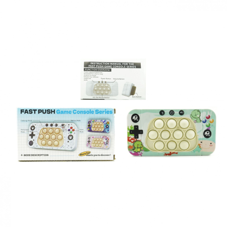 Jucarie interactiva tip consola pentru copii Flippy, speed push whack-a-mole, joc de viteza pop it, material ABS/silicon, cu nivele, sunete si lumini, 15.5 x 7.6 x 5.3 cm, model dinozaur, verde [1]