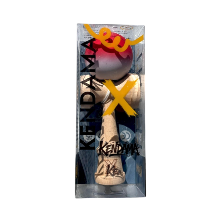 Kendama X Originala, Profesionala, Flippy, din Lemn, Rubber Grip, 18 cm, Rosu/Alb [1]