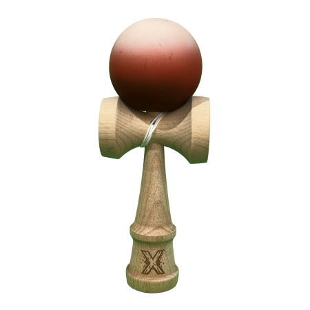 Jucarii Copii si Bebe - Jucarie Kendama X Originala, Profesionala, Flippy, din Lemn, 18 cm, Joc de Indemanare pentru Copii si Adulti, Gradient Maro/Bej/Roz