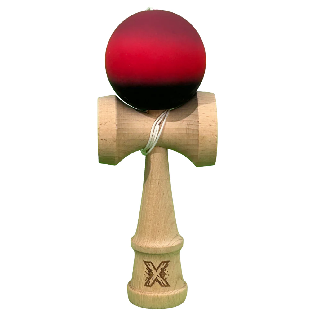 Jucarii Copii si Bebe - Kendama Flippy Bila Cauciuc Mov Negru Rosu