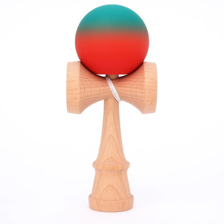 Reduceri - Jucarie Interactiva Kendama, Flippy, din Lemn, 18 cm, Joc de Indemanare pentru Copii si Adulti, Model Gradient 6, Rosu/Verde