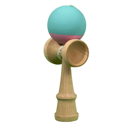 Jucarie Interactiva Kendama Profesionala, Flippy, din Lemn, 18 cm, Joc de Indemanare pentru Copii si Adulti, Bicolor Turcoaz Roz Descopera o experienta autentica de joc si indemanare cu aceasta Kendam [1]