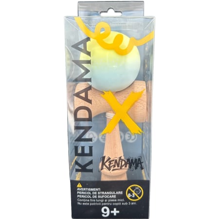 Jucarie Kendama X Originala, Profesionala, Flippy, din Lemn, Rubber Grip, 18 cm, Gradient Galben/Verde [1]