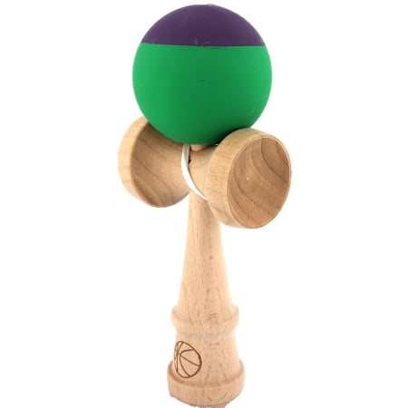 Jucarie Kendama X Originala, Profesionala, Flippy, din Lemn, Rubber Grip, 18 cm, Verde/Mov [1]