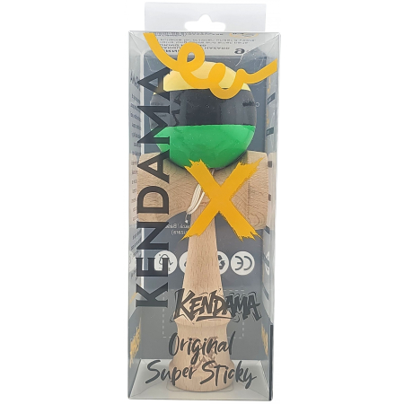 Kendama X Originala, Profesionala, Flippy, Super Sticky din Lemn, 18 cm, Galben/Negru/Verde [4]