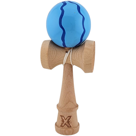 Jucarii Copii si Bebe - Kendama X Originala, Profesionala, Flippy, din Lemn, Super Sticky, 18 cm, Albastru
