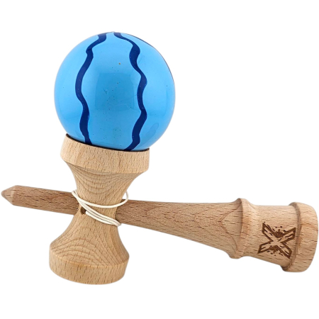 Kendama X Originala, Profesionala, Flippy, din Lemn, Super Sticky, 18 cm, Albastru [1]