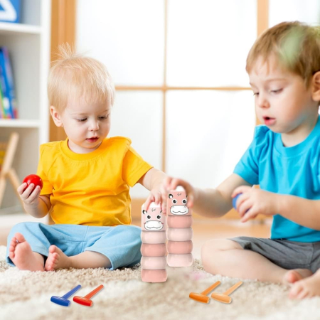 Jucarie Pentru Copii, Flippy, Hipopotam Indestructibil, 6 Piese Demontabile, +3 Ani, Roz [8]