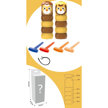 Jucarie Pentru Copii, Flippy, Leu Indestructibil, 6 Piese Demontabile, +3 Ani, Maro/Galben [1]