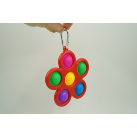 Jucarie Push Pop Bubble Fidget, Pop It, breloc antistres, Floare, Multicolor/Rosu [2]