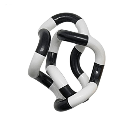 Jucarie senzoriala antistres, Fidget Twist cu miscari infinite de decompresie, Alb/Negru [2]
