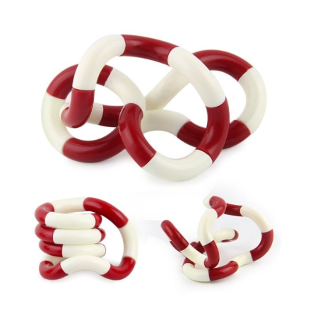 Jucarii Senzoriale, Fidget Toys - Jucarie senzoriala antistres, Fidget Twist cu miscari infinite de decompresie, Alb/Rosu