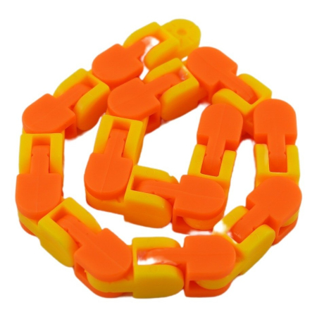 Jucarii Senzoriale, Fidget Toys - Jucărie Senzorială Antistres Flippy - Puzzle de Îmbinat Tip Șarpe, 24 Piese, +3 Ani, Portocaliu/Galben