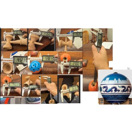 Kendama Dragon V3 Cupe Mari - Kendama X Dragon Series Originala, Profesionala, Flippy, Super Sticky cu Cupe Mari V3, King Size Cups, Rulment Metalic si Gaura in Baza, din Lemn 18 cm, Ata 55 cm, Albastru