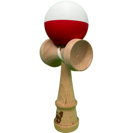 Kendama X Originala, Flippy, 18 cm, Profesionala, +9 Ani, din Lemn, Model 2 Culori, Alb/Rosu [1]