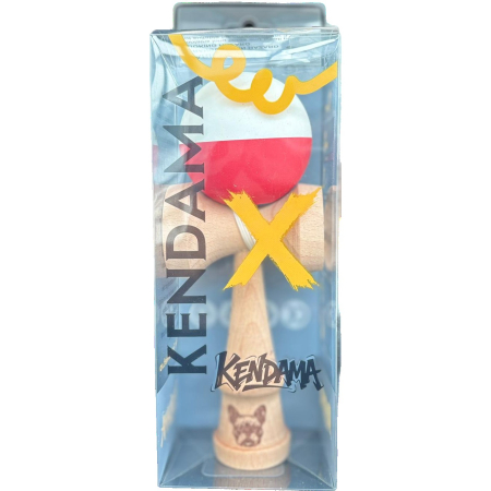 Kendama X Originala, Flippy, 18 cm, Profesionala, +9 Ani, din Lemn, Model 2 Culori, Alb/Rosu [3]