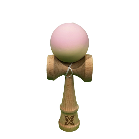 Jucarii Copii si Bebe - Jucarie Kendama X Originala, Profesionala, Flippy, din Lemn, 18 cm, Joc de Indemanare pentru Copii si Adulti, Gradient Roz/Galben
