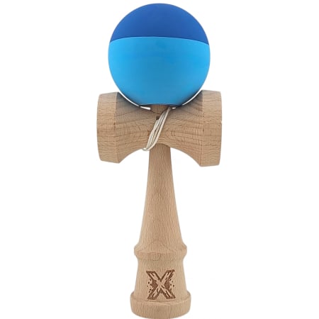 Jucarii pentru Copii - Kendama X Originala, Profesionala, Flippy, din Lemn, Rubber Grip, 18 cm, Albastru/Bleu
