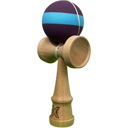 Jucarie Kendama X Originala, Profesionala, Flippy, din Lemn, Rubber Grip, 18 cm, Mov/Albastru [1]