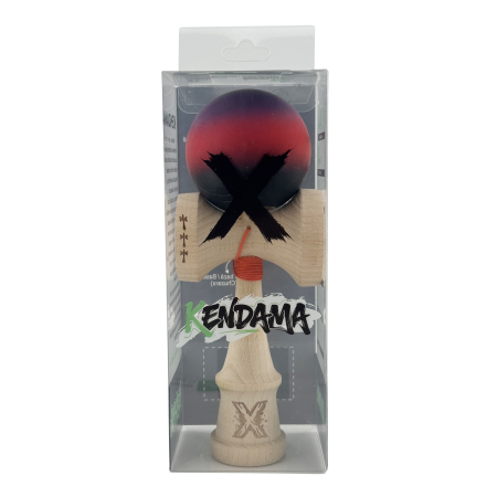 Kendama X Originala, Profesionala, Flippy, Big Cups V2, Rubber Grip cu Cupe Mari, Rulment Metalic cu Ata 55 cm, Mov/Rosu/Negru [4]