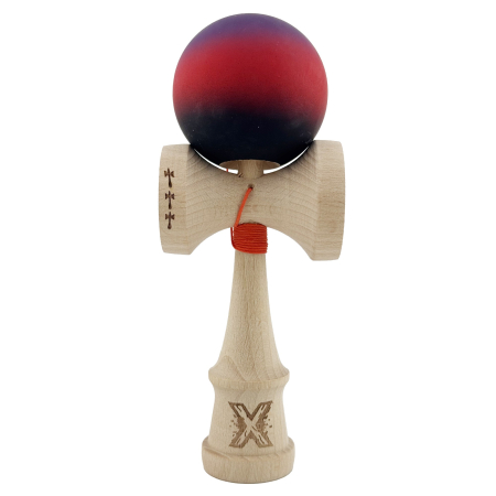 Kendama Rubber Big Cup V2 - Kendama X Originala, Profesionala, Flippy, Big Cups V2, Rubber Grip cu Cupe Mari, Rulment Metalic cu Ata 55 cm, Mov/Rosu/Negru