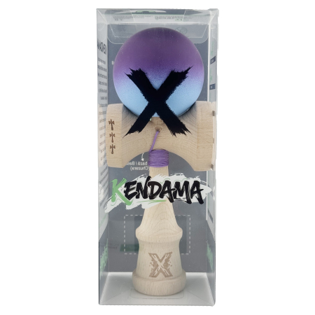 Kendama X Originala, Profesionala, Flippy, Big Cups V2, Rubber Grip cu Cupe Mari, Rulment Metalic cu Ata 55 cm, Violet/Albastru [4]