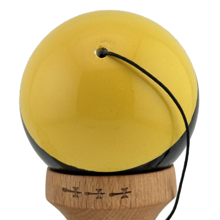 Kendama X Originala, Profesionala, Flippy, Big Cups V2, Super Sticky cu Cupe Mari, Rulment Metalic, din lemn 18 cm, Ata 55 cm, Galben/Negru/Verde [8]