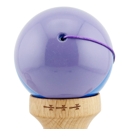 Kendama X Originala, Profesionala, Flippy, Big Cups V2, Super Sticky cu Cupe Mari, Rulment Metalic, din lemn 18 cm, Ata 55 cm, Mov/Albastru [8]