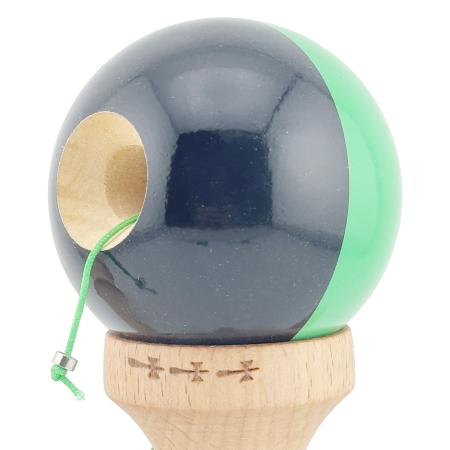 Kendama X Originala, Profesionala, Flippy, Big Cups V2, Super Sticky cu Cupe Mari, Rulment Metalic, din lemn 18 cm, Ata 55 cm, Verde/Negru [4]