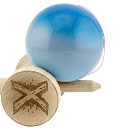 Kendama X Originala, Profesionala, Flippy, Big Cups V2, Super Sticky Cupe Mari, Rulment Metalic cu Ata 55 cm, Albastru/Gri/Bleu [7]