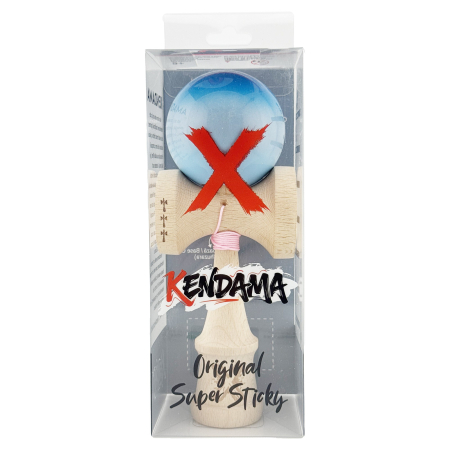 Kendama X Originala, Profesionala, Flippy, Big Cups V2, Super Sticky Cupe Mari, Rulment Metalic cu Ata 55 cm, Albastru/Gri/Bleu [4]