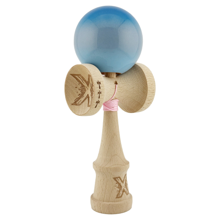 Kendama X Originala, Profesionala, Flippy, Big Cups V2, Super Sticky Cupe Mari, Rulment Metalic cu Ata 55 cm, Albastru/Gri/Bleu [9]
