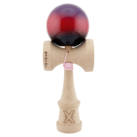Kendama Super Sticky V2 Cupe Mari - Kendama X Originala, Profesionala, Flippy, Big Cups V2, Super Sticky Cupe Mari, Rulment Metalic cu Ata 55 cm, Mov/Rosu/Negru