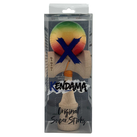 Kendama X Originala, Profesionala, Flippy, Big Cups V2, Super Sticky Cupe Mari, Rulment Metalic cu Ata 55 cm, Verde/Galben/Rosu [4]
