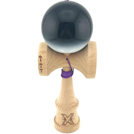 Kendama Super Sticky Big Cup V2 - Kendama X Originala, Profesionala, Flippy, Big Cups V2, Super Sticky, Rulment Metalic cu Ata 55 cm, Negru/Alb