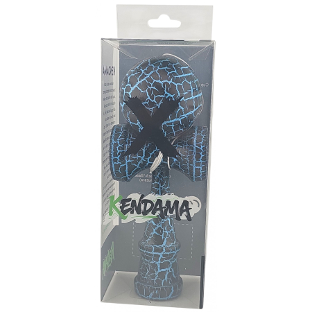 Kendama X Originala,  Profesionala, Flippy, Cracked, din Lemn, 18 cm,  Negru, Albastru [3]