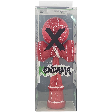Kendama X Originala, Profesionala, Flippy, Cracked, din Lemn, 18 cm, Rosu/Alb [4]